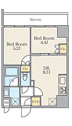 Ａｌｉｖｉｓ五反野 6階2DKの間取り