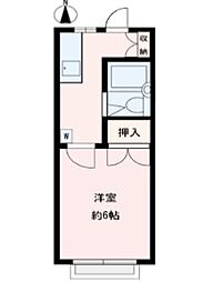 メープルハウス 1階1Kの間取り