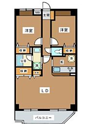 ボヌール高松 102 1階2LDKの間取り
