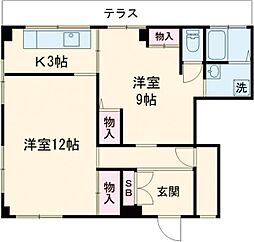 エルハイム 1階2Kの間取り