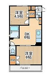 ランドフォレストつきみ野 1階2DKの間取り