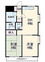 ロードサイドヒルズ 3階2LDKの間取り