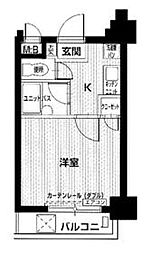 グランヴァン町田 4階1Kの間取り