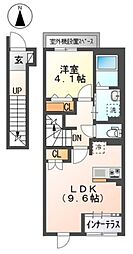 ラフィーネポルテ 2階1LDKの間取り