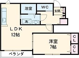 スペランツァC 1階1LDKの間取り