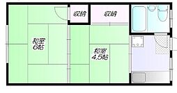 田島ハウス 2階2Kの間取り