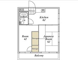 サンホーリハイツ 3階2Kの間取り