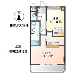 アイシティ古金 2階1LDKの間取り