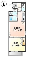 ゼフィール 3階1LDKの間取り