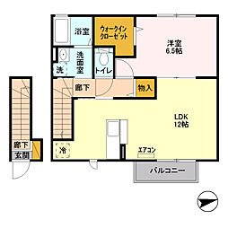 ラ・メール 2階1LDKの間取り