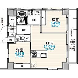 THE　LOUNGE　LINEAR　GATE 11階2LDKの間取り