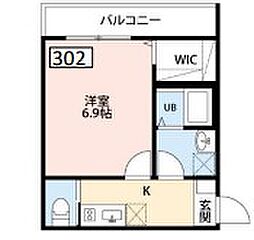 SAKURA　An 3階1Kの間取り