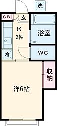 コーポエイト 2階1Kの間取り