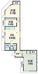 RBハウス 4階3DKの間取り