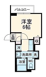 ルナネスト津田沼 1階1Kの間取り
