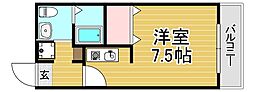 西鉄天神大牟田線 井尻駅 徒歩8分の賃貸アパート 1階ワンルームの間取り