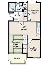 第一秀恵レジデンス 2階3DKの間取り