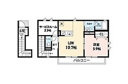 Ｐａｌａｉｓ　Ｆｌｅｕｒ 2階1SLDKの間取り