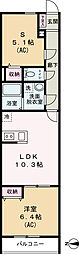 エクセラン舎人II 2階1SLDKの間取り