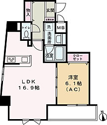 Ｃｏｍｏ Ｐａｌａｃｉｏ 日暮里 9階1LDKの間取り