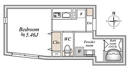 ＬｉｖｅＦｌａｔ巣鴨 3階1Kの間取り