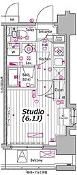 ガーラ・プレシャス川崎 9階1Kの間取り