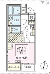 スカイルーチェ南浦和 1階1Kの間取り