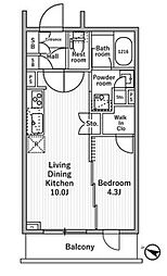 都営三田線 本蓮沼駅 徒歩4分の賃貸マンション 1階1LDKの間取り