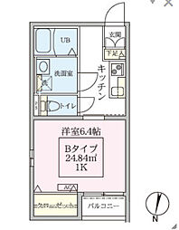 スカイルーチェ南浦和 402 4階1Kの間取り