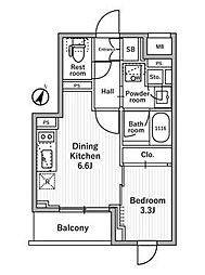 nido MOTOHASUNUMA 2階1DKの間取り