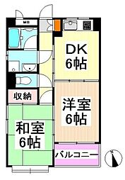 クレシーダ 3階2DKの間取り