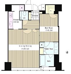 東京メトロ丸ノ内線 西新宿駅 徒歩8分の賃貸マンション 30階1LDKの間取り