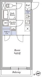 東急大井町線 九品仏駅 徒歩6分の賃貸マンション 2階1Kの間取り