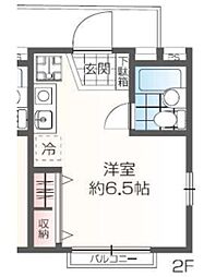 Ｋ＆Ｙコーポ 2階ワンルームの間取り