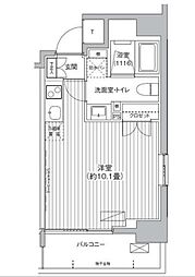 コスモリード川崎 4階ワンルームの間取り
