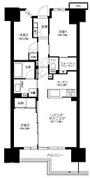 ルネ八王子トレーシア 8階3LDKの間取り