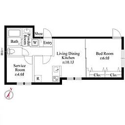 フォルスクラス駒込西ヶ原 1階1SLDKの間取り