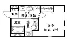 STRIPES東大井 4階1Kの間取り
