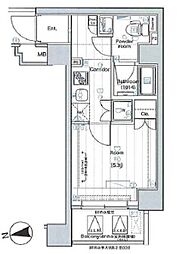プレミアムキューブ大森DEUX 5階1Kの間取り