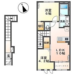 グランヴェール 2階2LDKの間取り