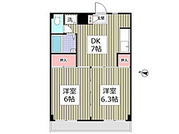 蓮田木下マンション 604 6階2DKの間取り