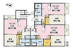 リアン　カミカ 2階1LDKの間取り
