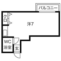 イチフシ 2階ワンルームの間取り