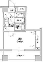 スカイレジデンス中落合 5階1Kの間取り