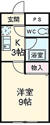 愛知高速東部丘陵線 長久手古戦場駅 徒歩7分の賃貸マンション 2階1Kの間取り