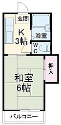 JR南武線 向河原駅 徒歩9分の賃貸アパート 2階1Kの間取り