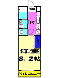 リブリ・ガーデンヒルズ藤崎 1Kの間取図画像