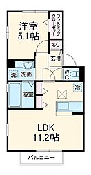 JR総武線 津田沼駅 徒歩15分の賃貸アパート 1階1LDKの間取り