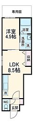豊中市螢池中町新築アパート 1階1LDKの間取り
