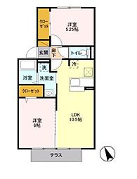 グレイス鷺沼台Ａ 1階2LDKの間取り